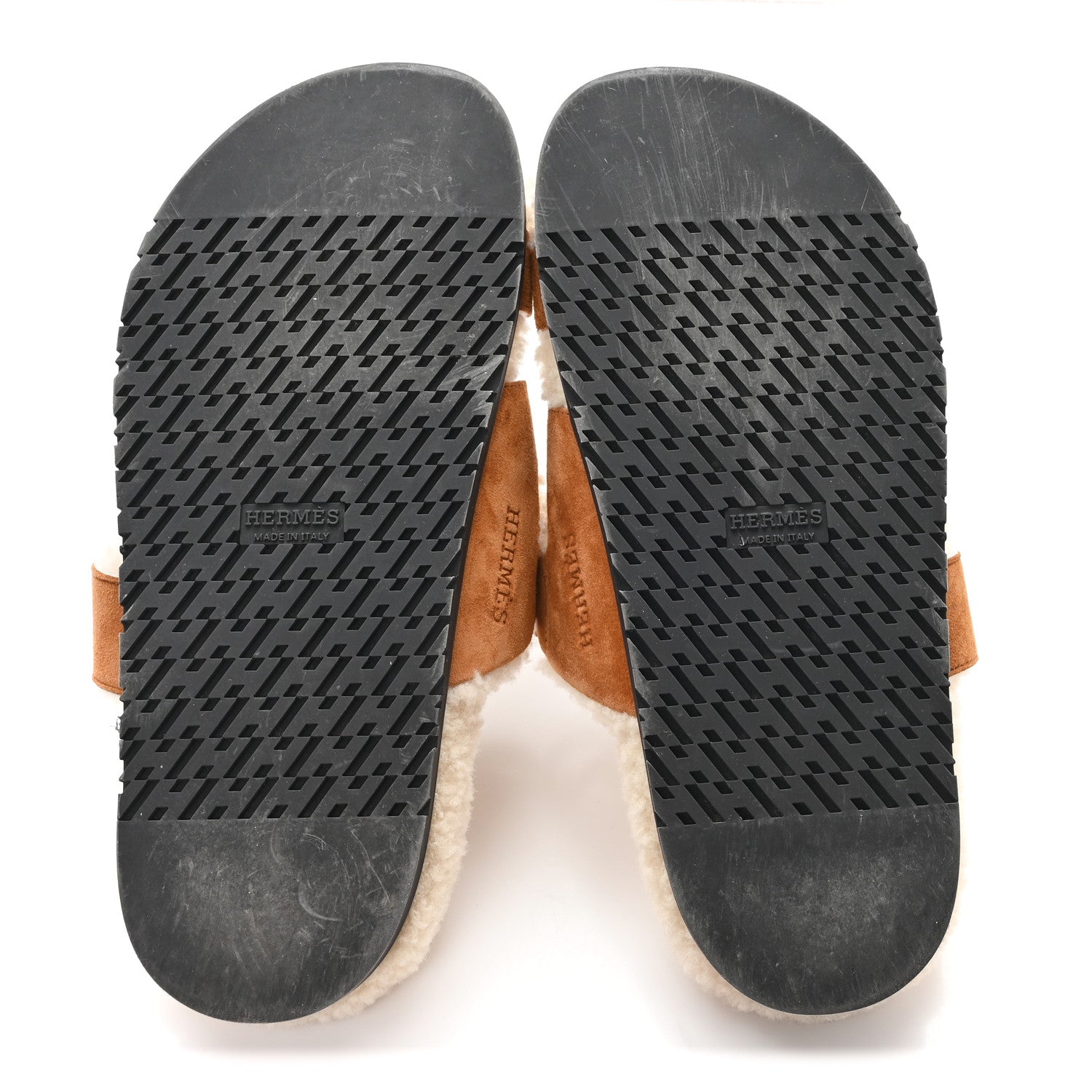 Suede Goatskin Woolskin Womens Chypre Sandals 38 Brun Fume Ecru