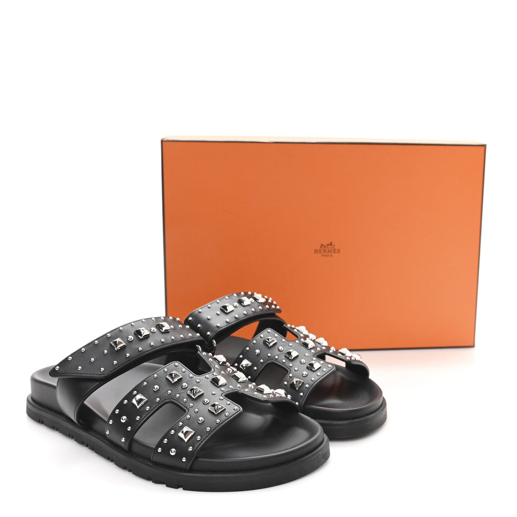 Calfskin Medor Studded Womens Chypre Sandals 37 Black