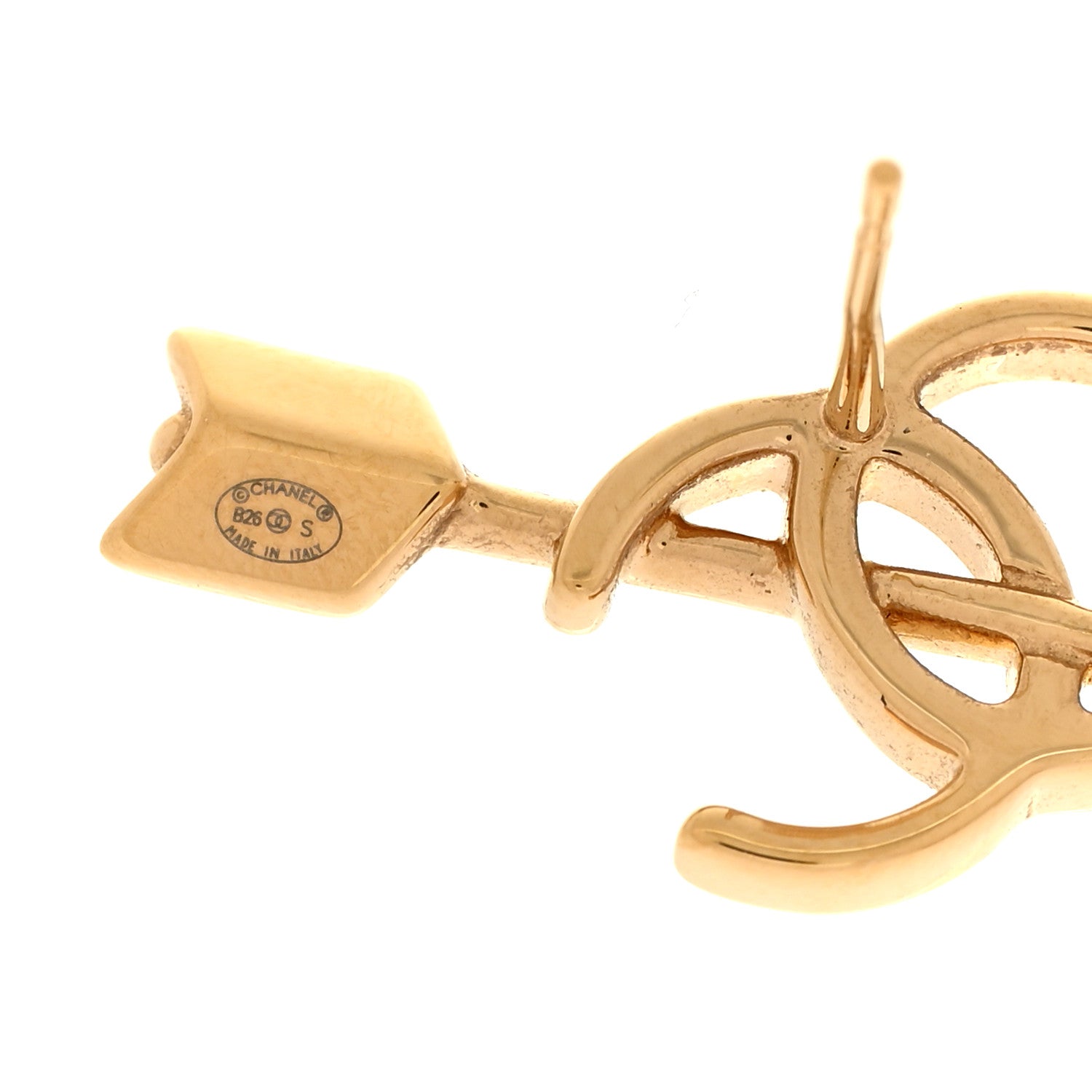 Metal CC Arrow Stud Earrings Gold