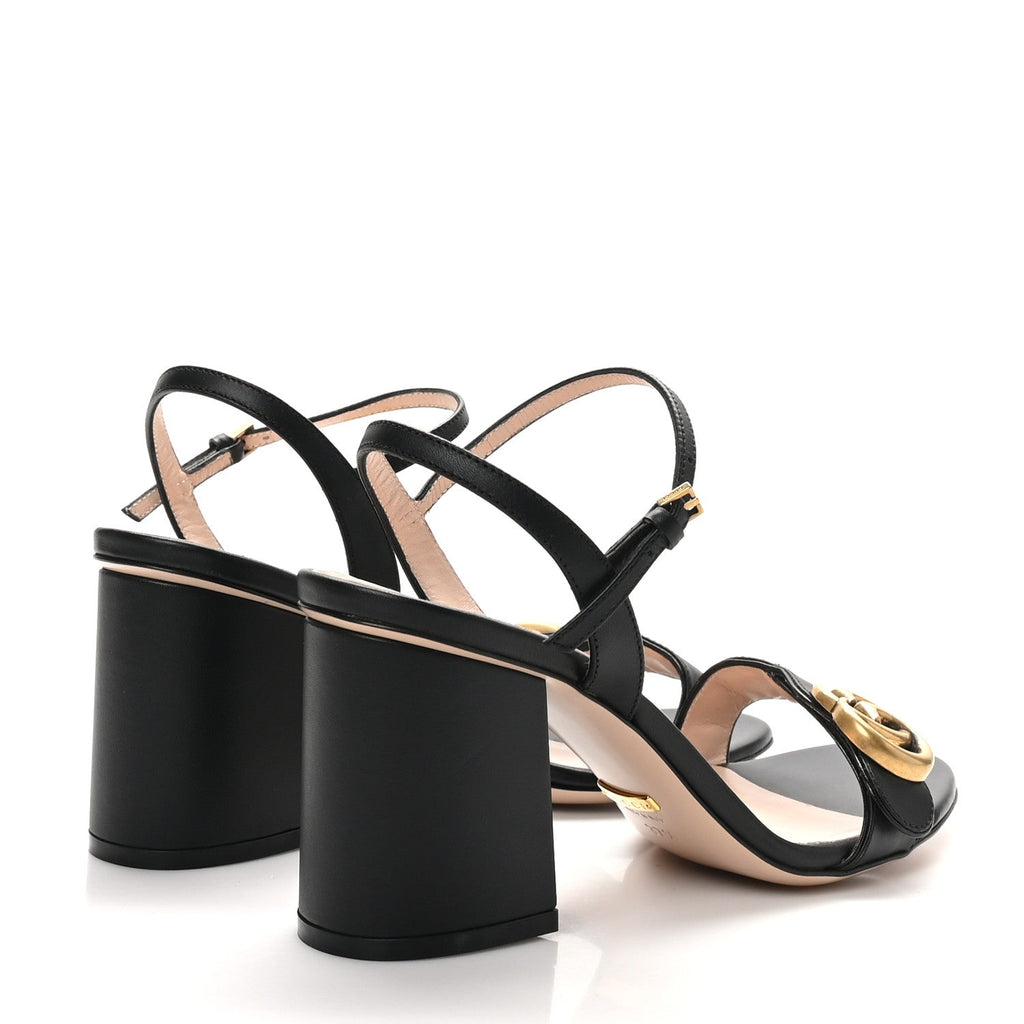 Lifford Calfskin GG Marmont Ankle Wrap 75mm Sandals 37.5 Black
