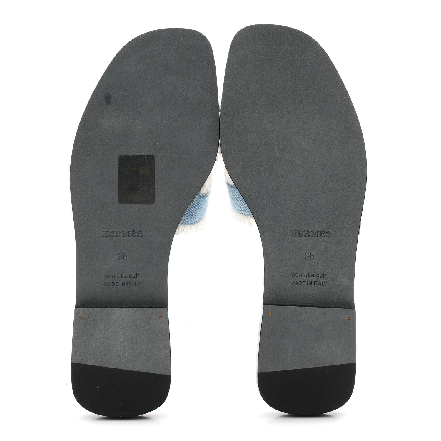 Denim Oran Fringe Sandals 36 Bleu Clair