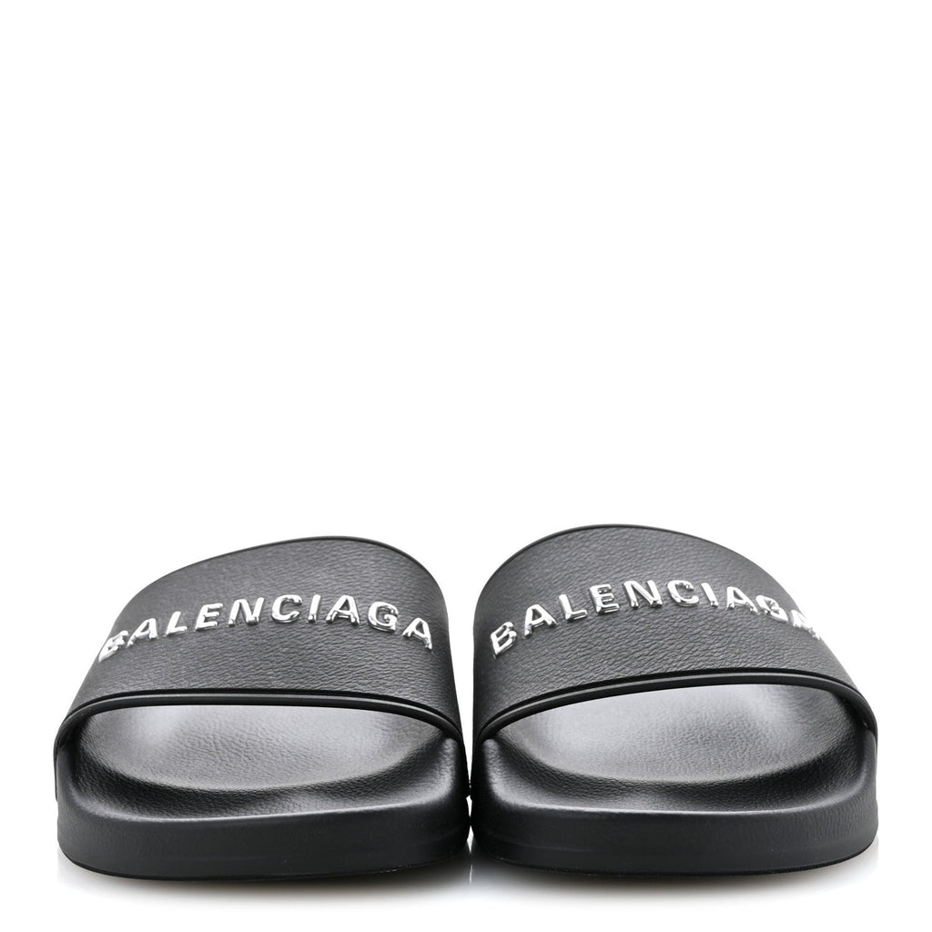Rubber Womens Logo Pool Slide Sandals 35 Black