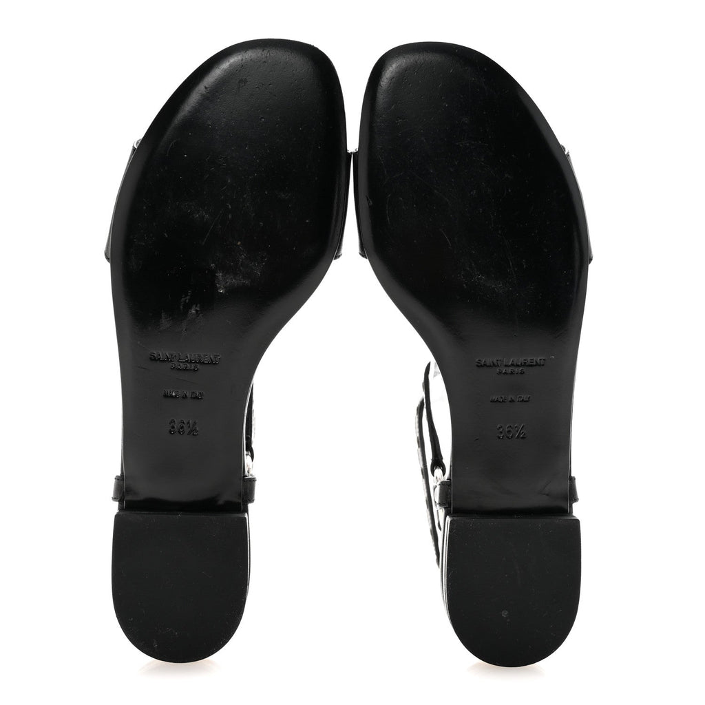 Calfskin Studded Ankle Strap Sandals 36.5 Black