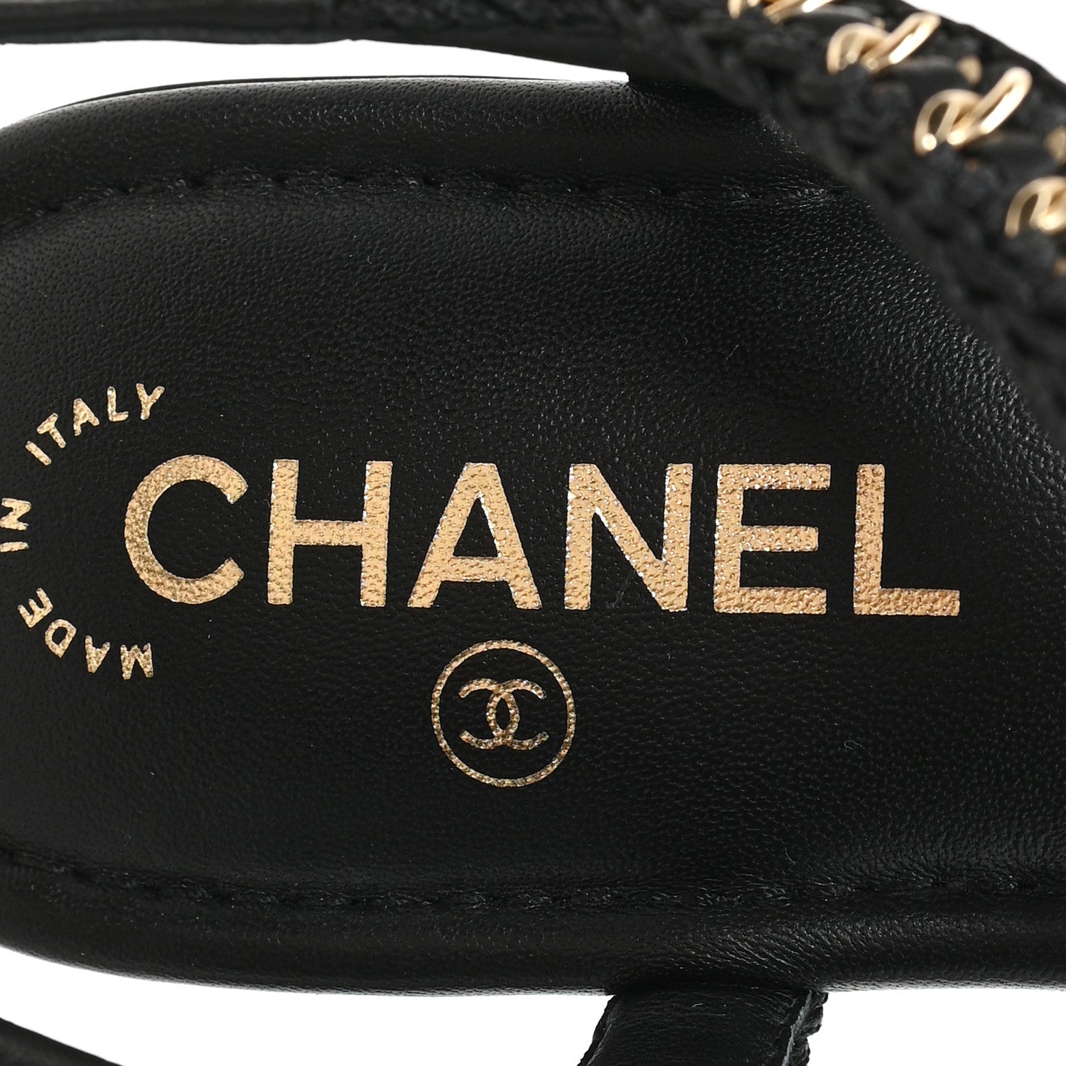 Lambskin Embroidered CC Thong Sandals 39 Black