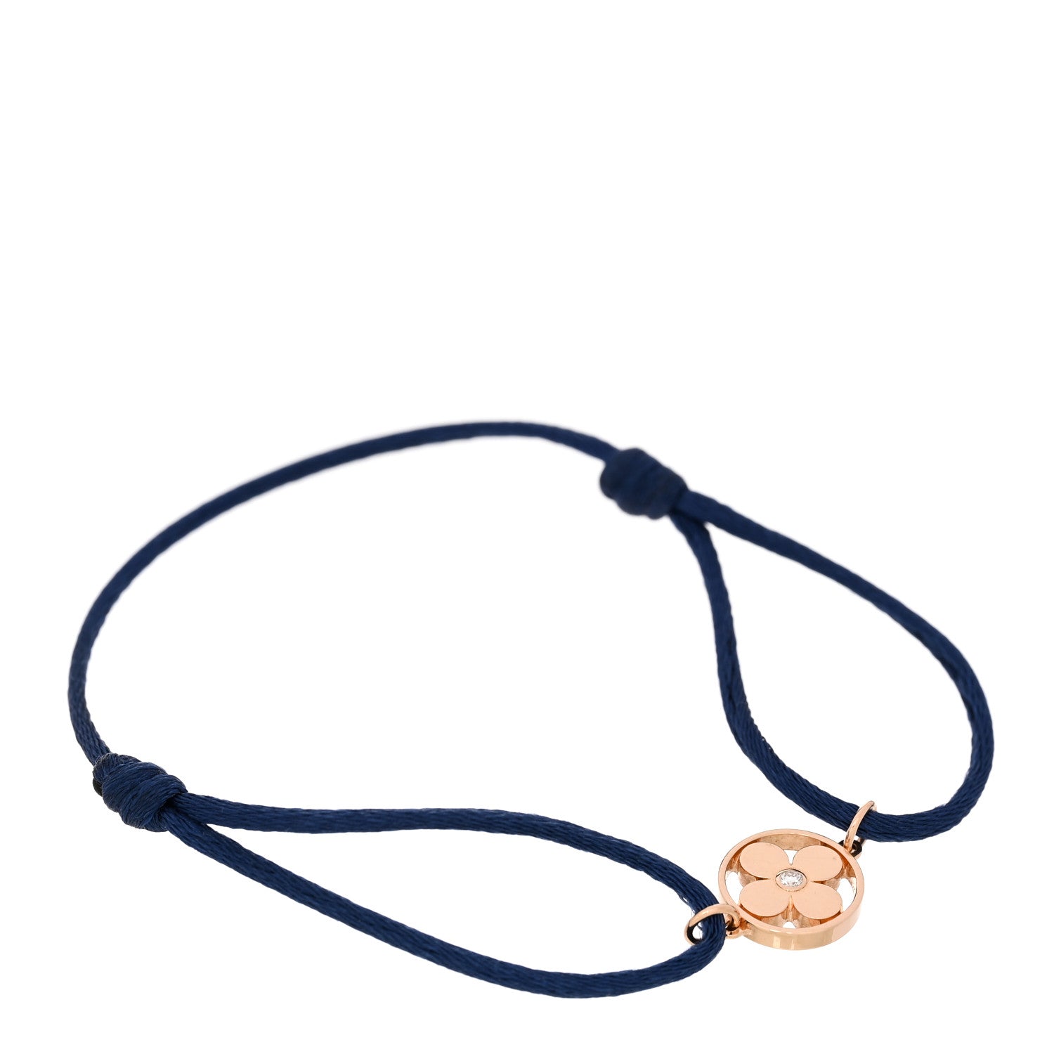 18K Pink Gold Diamond Idylle Blossom Sun Cord Bracelet Blue