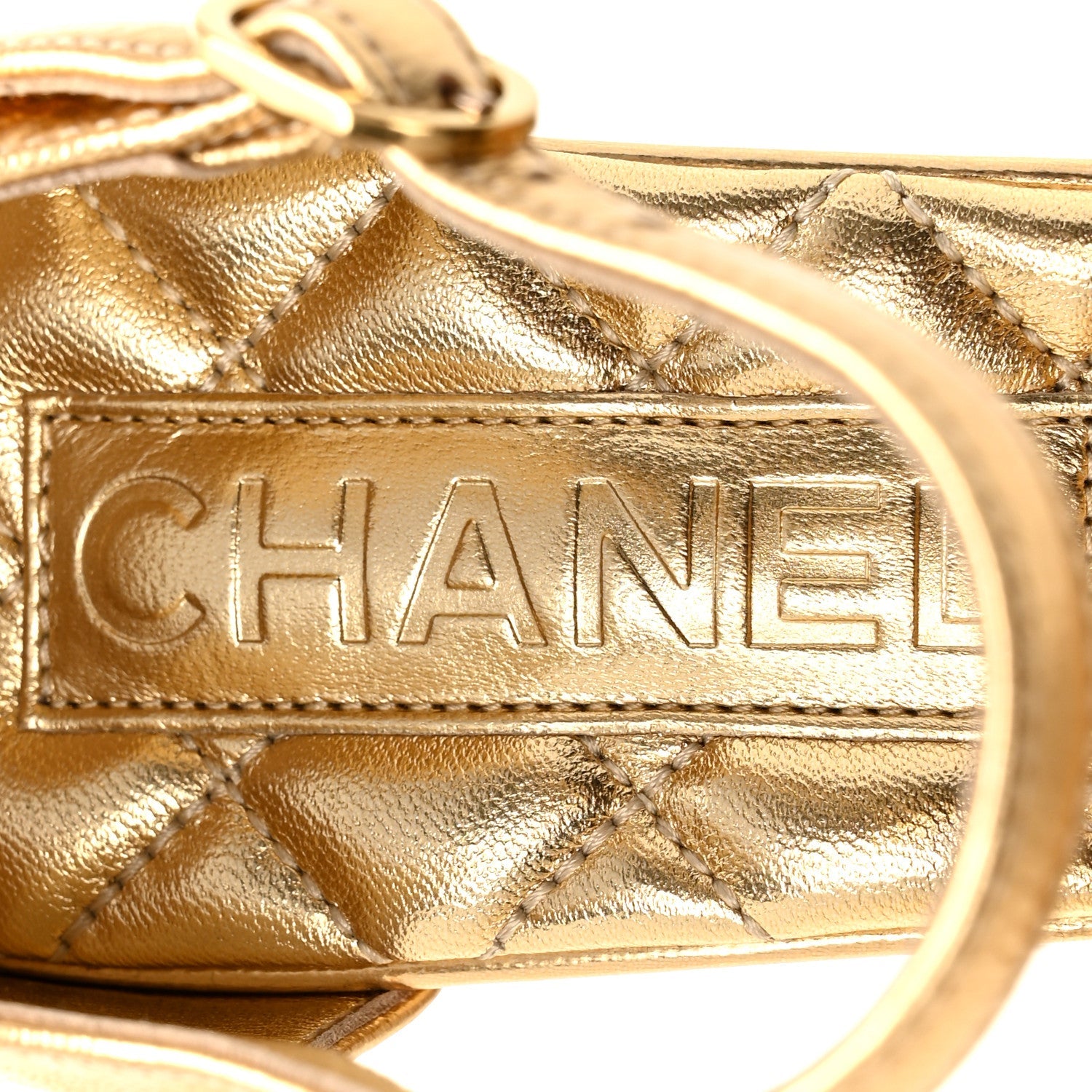 Laminated Crumpled Lambskin Platform Sandals 36.5 Gold