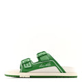 Calfskin Embossed Mens Script Trainer Mules 8 Green White