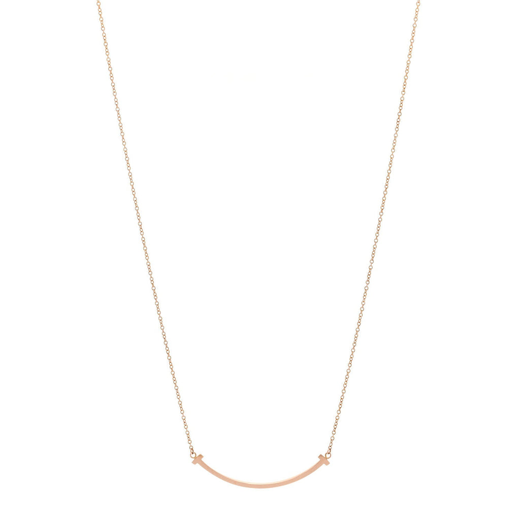 18K Rose Gold Small T Smile Pendant Necklace