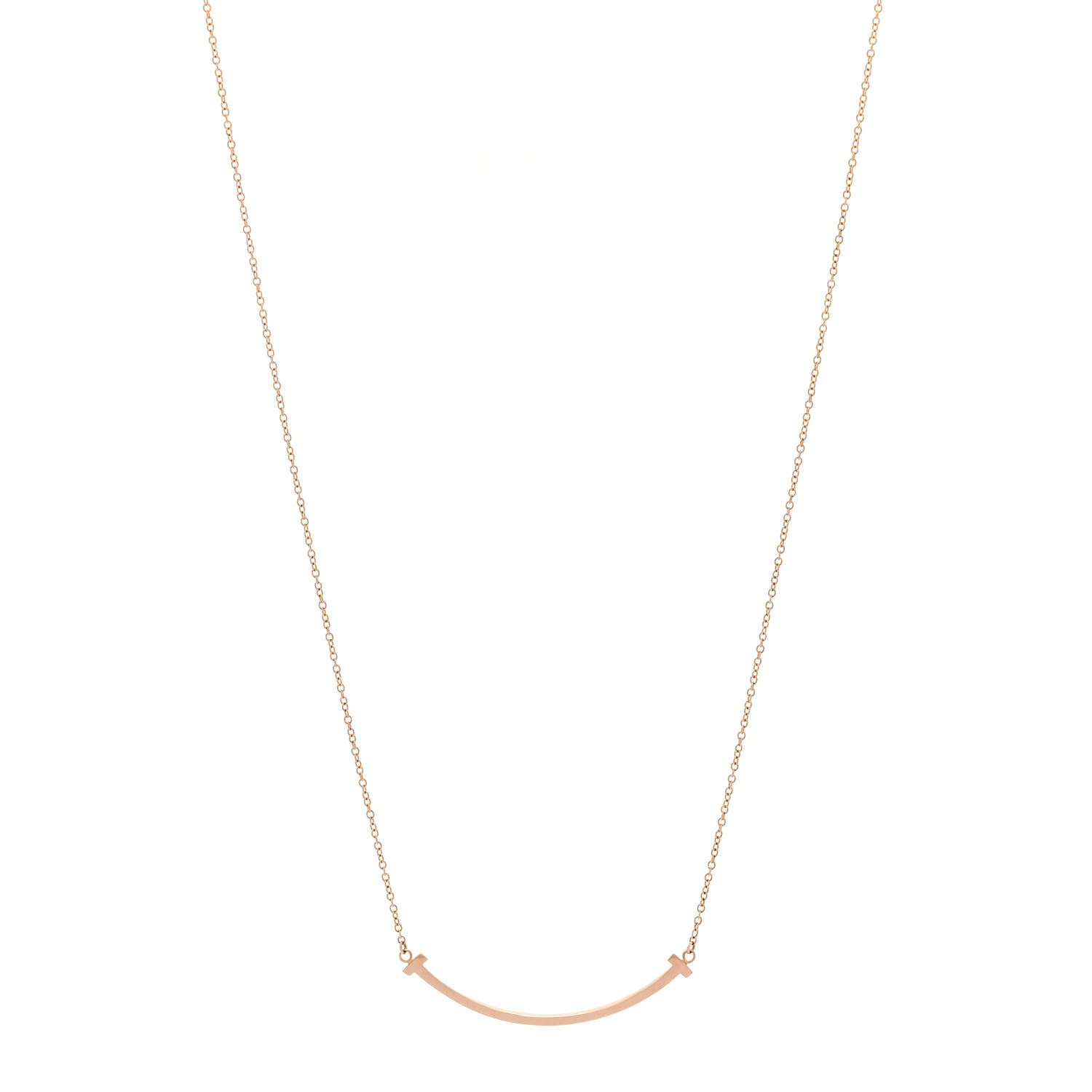 18K Rose Gold Small T Smile Pendant Necklace
