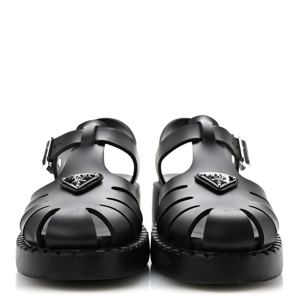 Foam Rubber Metal Triangle Logo 50mm Cage Sandals 39 Black