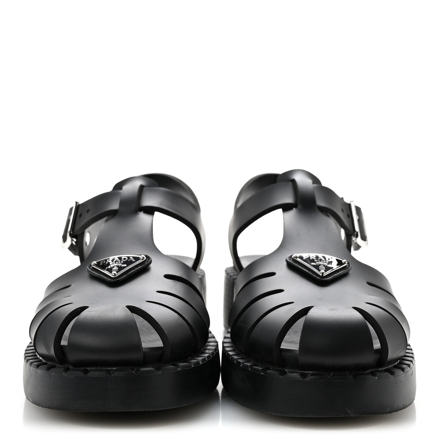 Foam Rubber Metal Triangle Logo 50mm Cage Sandals 39 Black