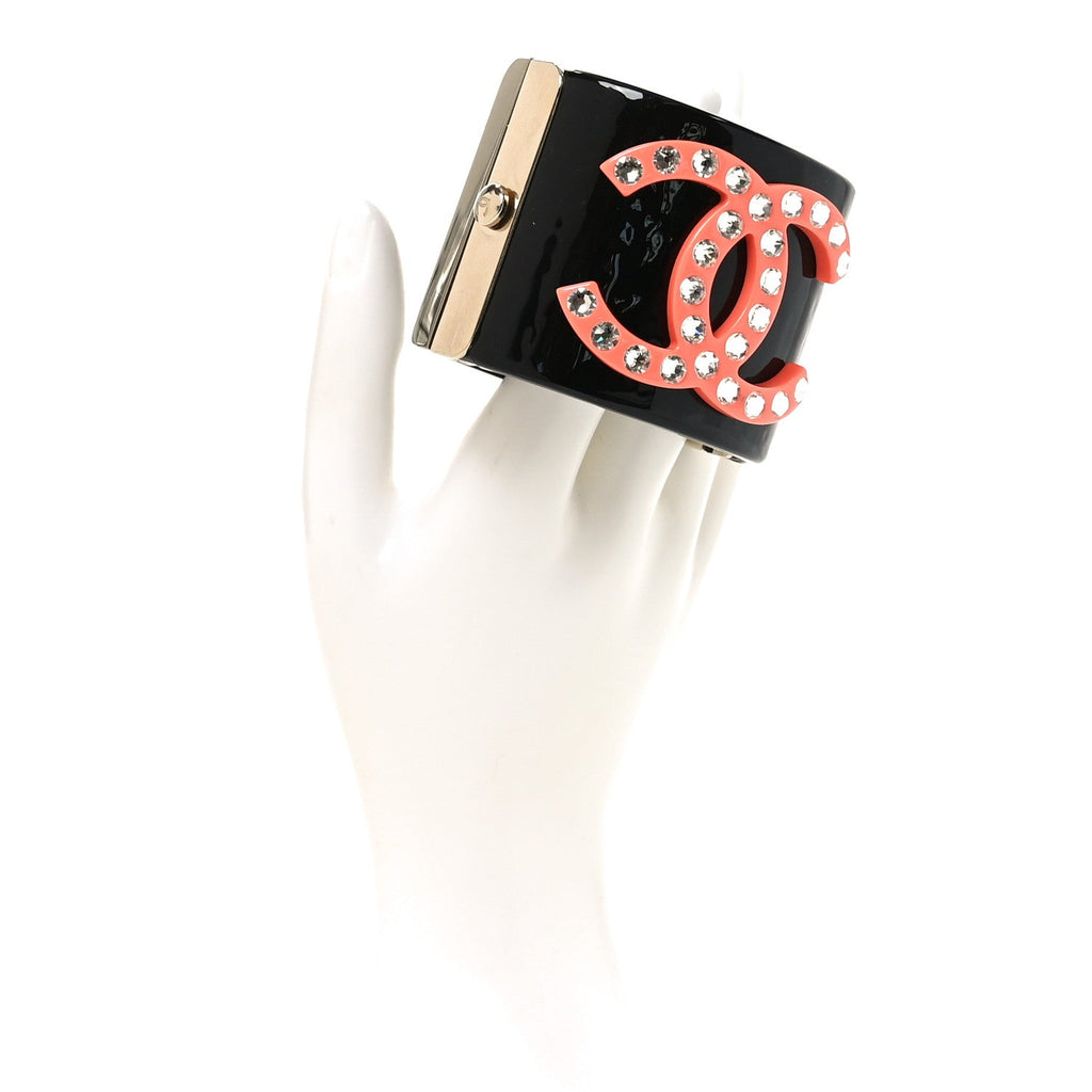 Resin Crystal CC Cuff Black Pink
