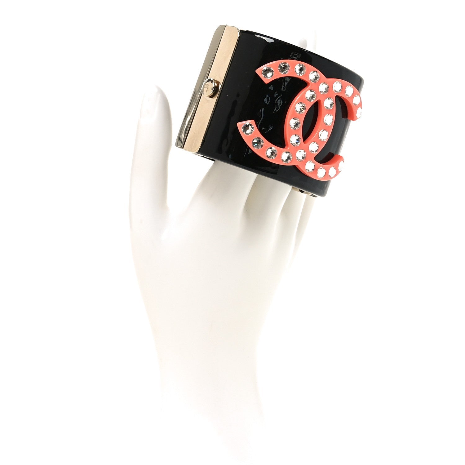 Resin Crystal CC Cuff Black Pink