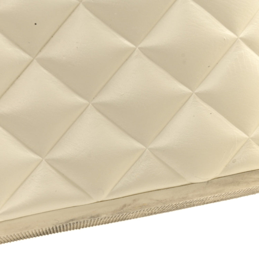 Shiny Calfskin Quilted Wedge Sandals 36 Ivory