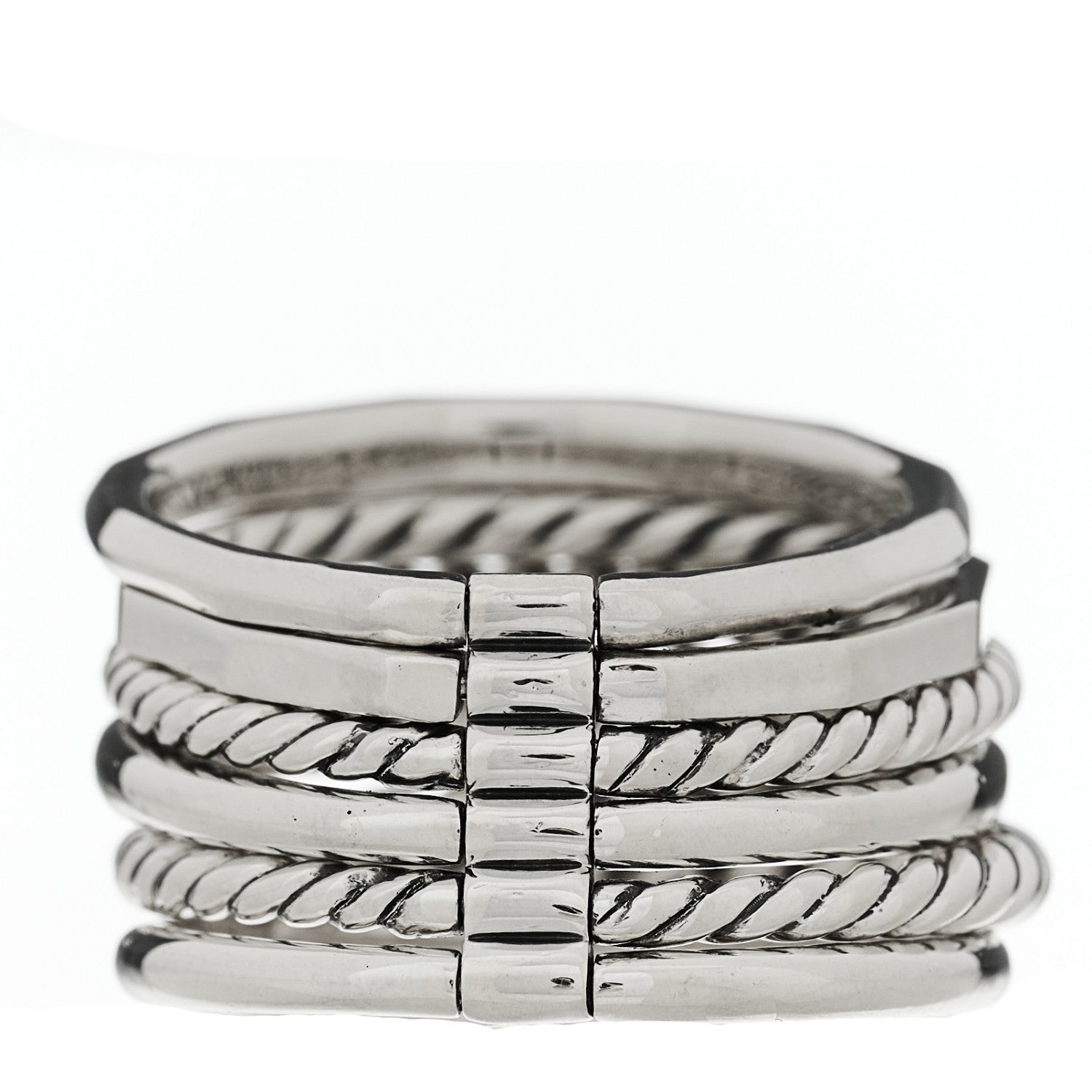Sterling Silver Diamond 16mm Stax Wide Stacked Ring 56 7.5