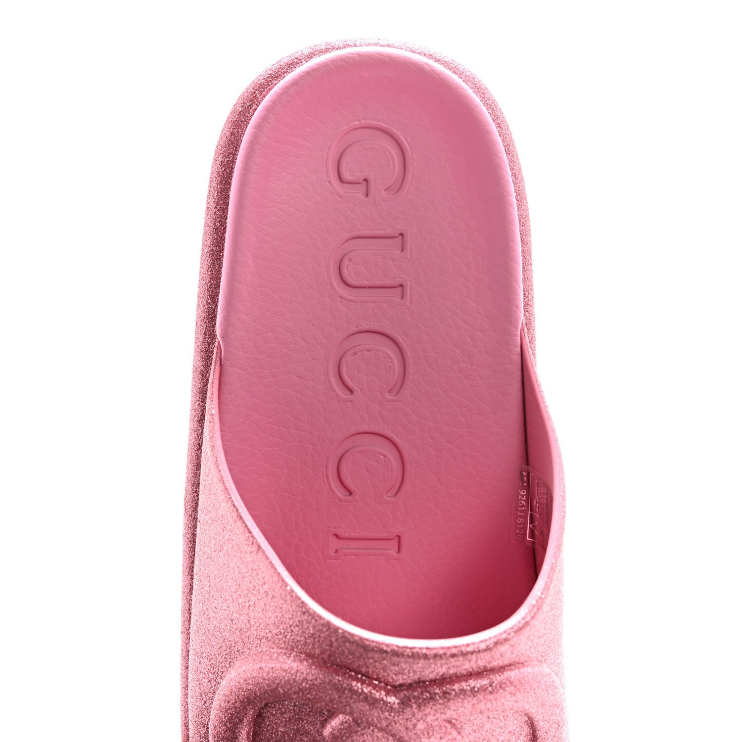 Glitter Rubber Womens Interlocking G Platform 42mm Slide Sandals 36 Rose