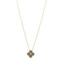 18K Rose Gold Diamond Silver Obsidian Vintage Alhambra Pendant Necklace