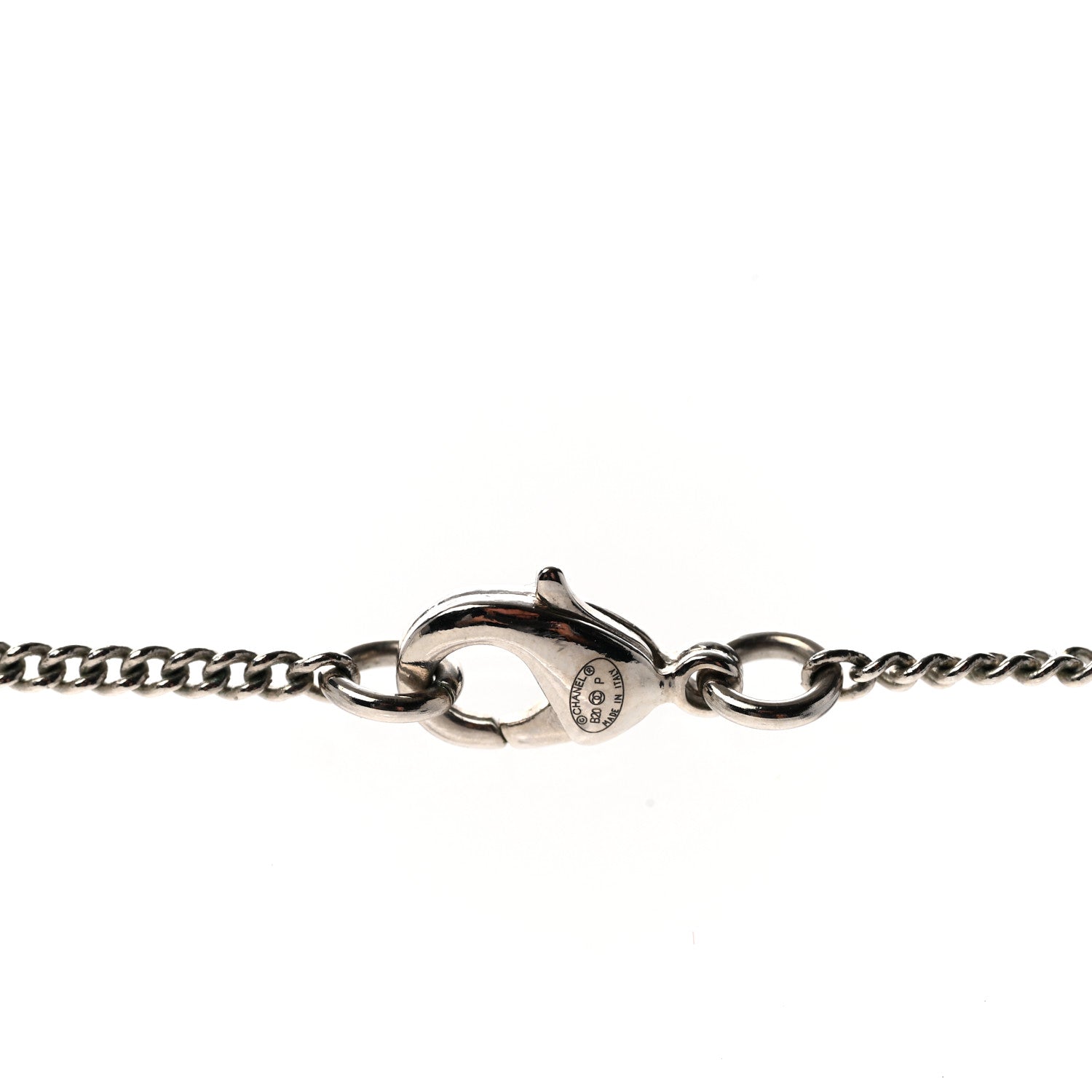 Baguette Crystal Large CC Necklace Silver Black
