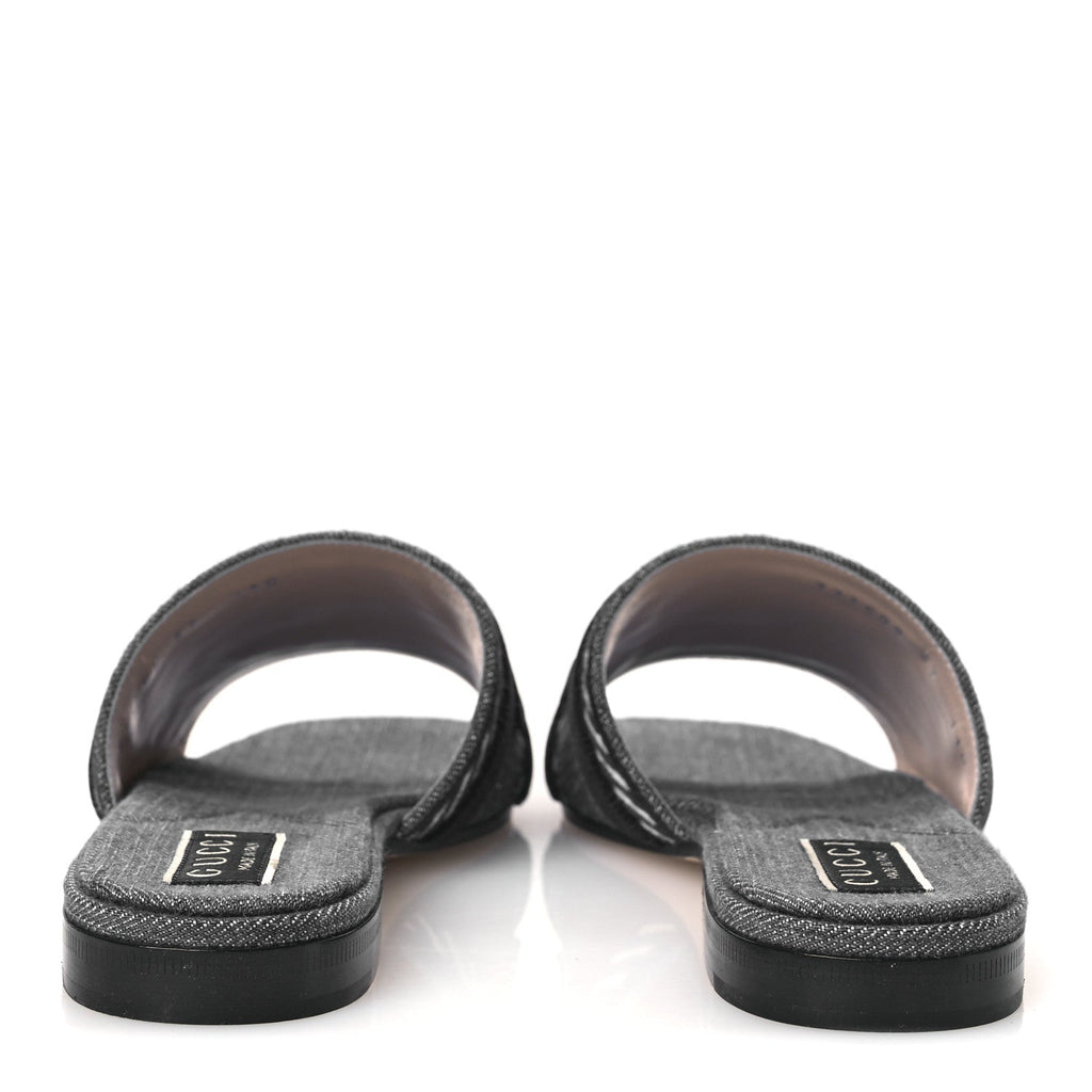 Plain Spain Denim Logo Slide Sandals 37 Light Blue