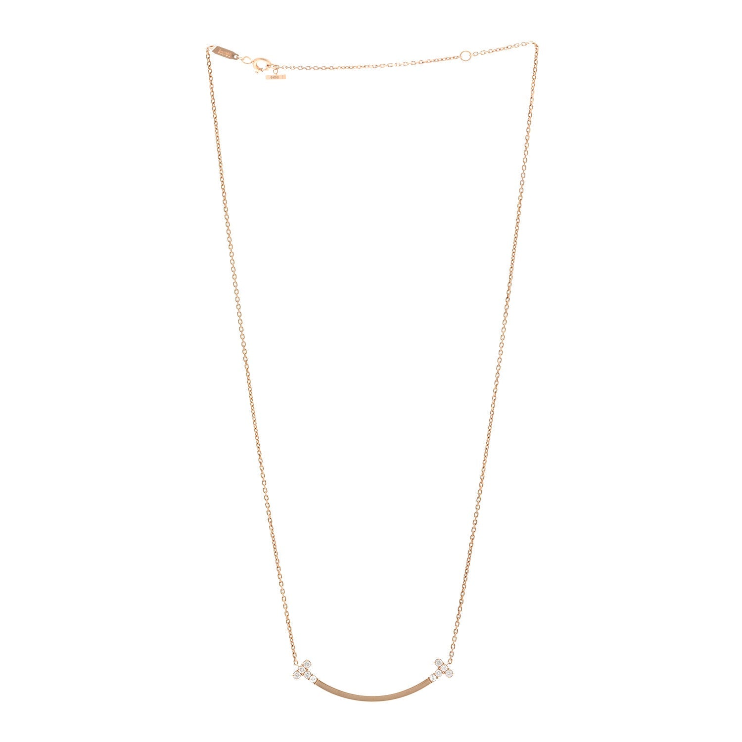 18K Rose Gold Diamond .19ctw Medium T Smile Pendant Necklace