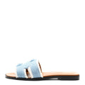Denim Oran Fringe Sandals 36 Bleu Clair
