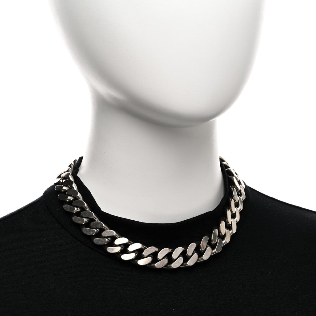 Metal Curb Chain Necklace Oxidized Silver