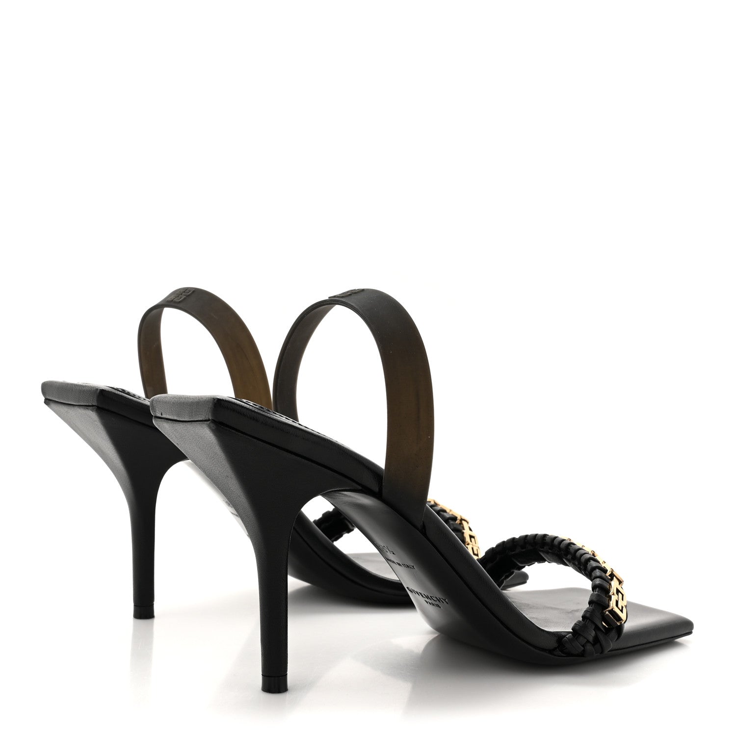 Smooth Nappa G Woven Slingback 90mm Sandals 38.5 Black