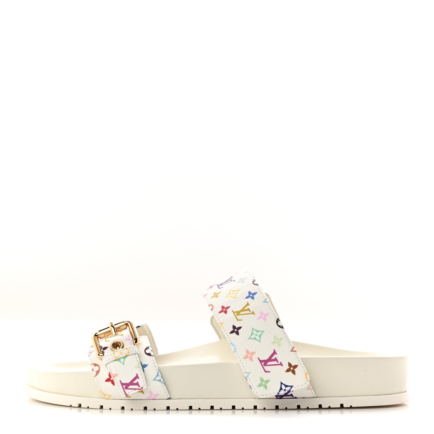 LV X TM Monogram Multicolor Bom Dia Comfort Mule Sandals 38.5 White