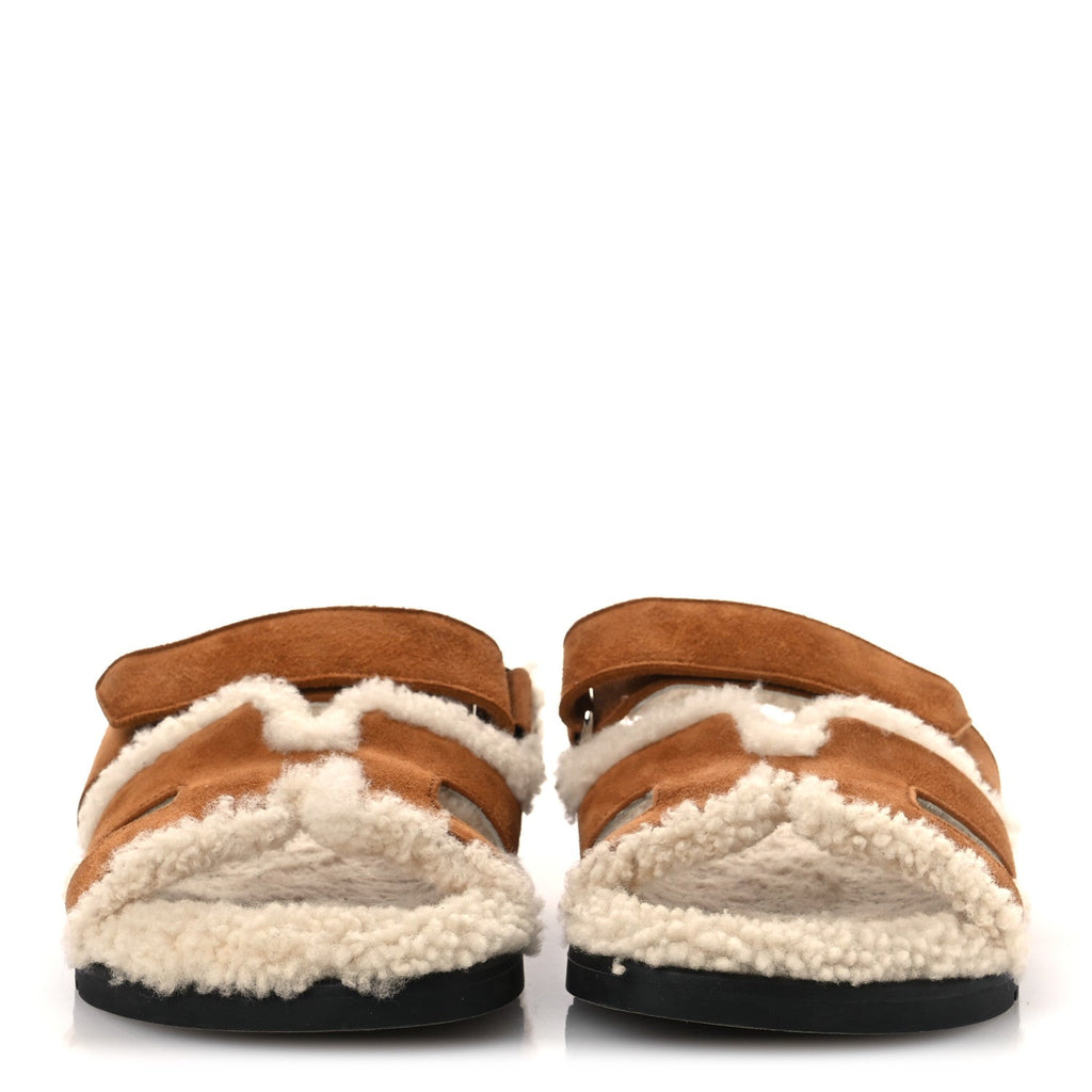Suede Goatskin Woolskin Womens Chypre Sandals 37.5 Naturel Ecru