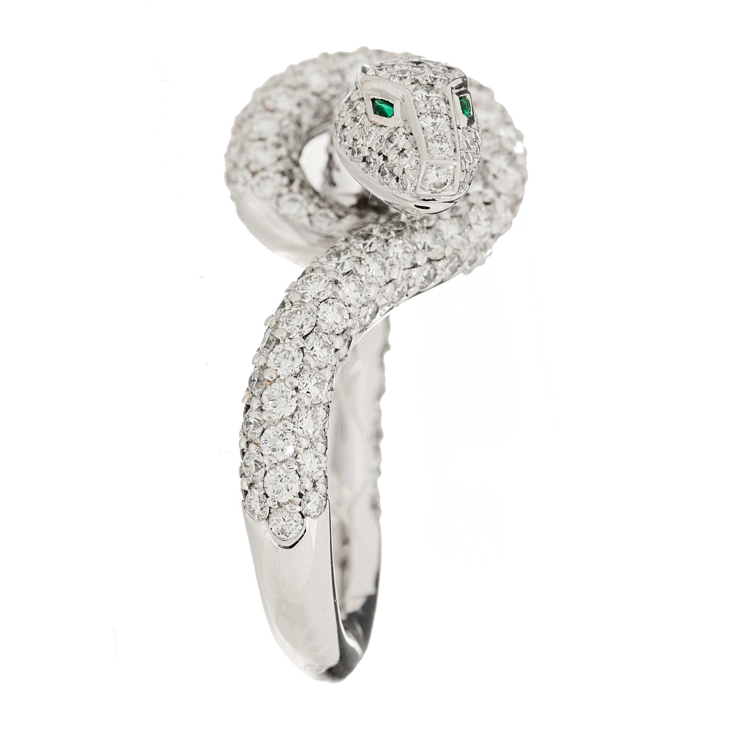 18K White Gold Diamond Kaa Snake Ring 54 6.75