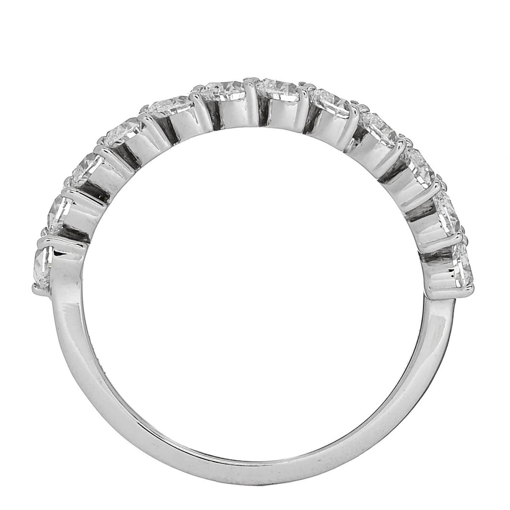 18K White Gold Diamond 1.00ct Heart Cut Half Eternity Band Ring 53 6.25