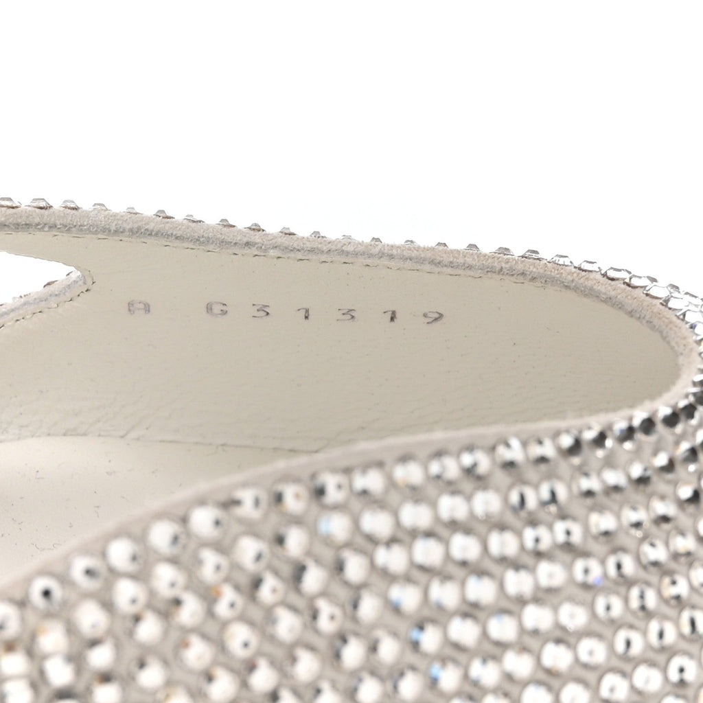 Strass Grosgrain Cap Toe CC Slingback Flats 36.5 Silver Black
