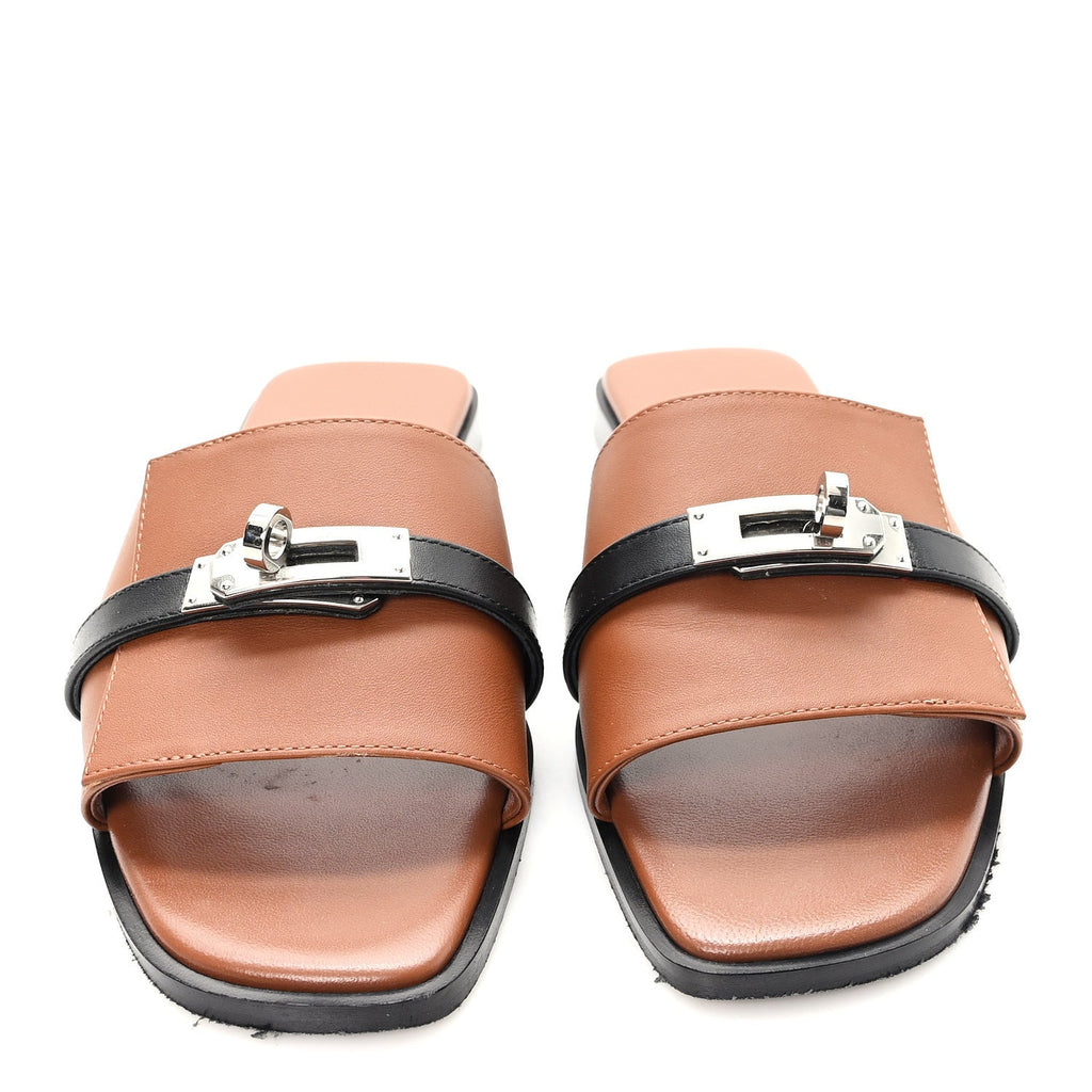 Calfskin Giulia Sandals 36 Naturel Black