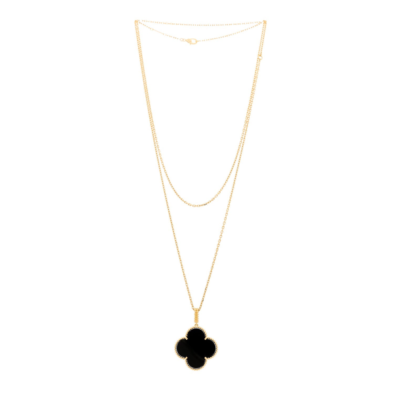 18K Yellow Gold Black Onyx Magic Alhambra Pendant Necklace