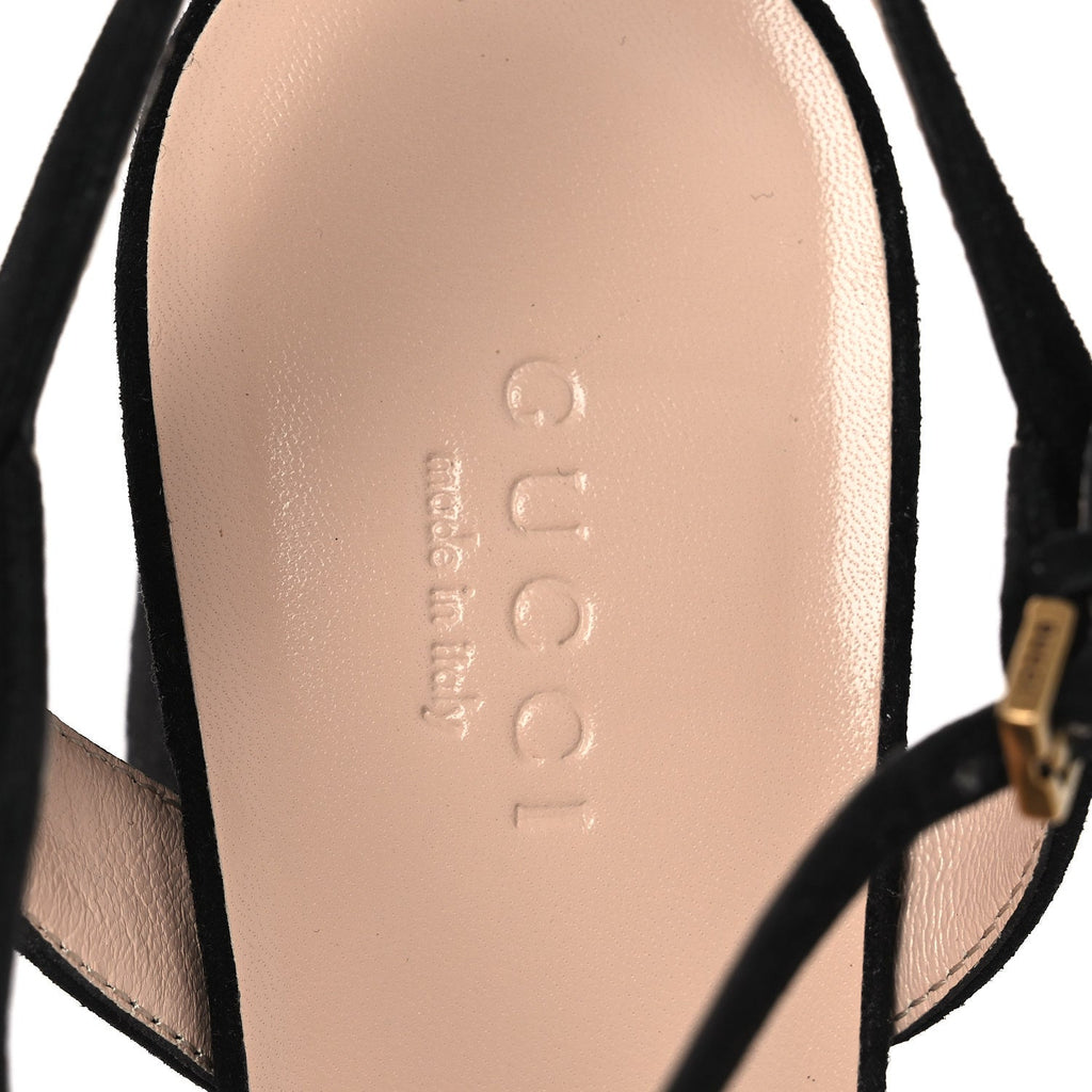 Kid Scamosciato GG Marmont Ankle Wrap 75mm Sandals 37 Black