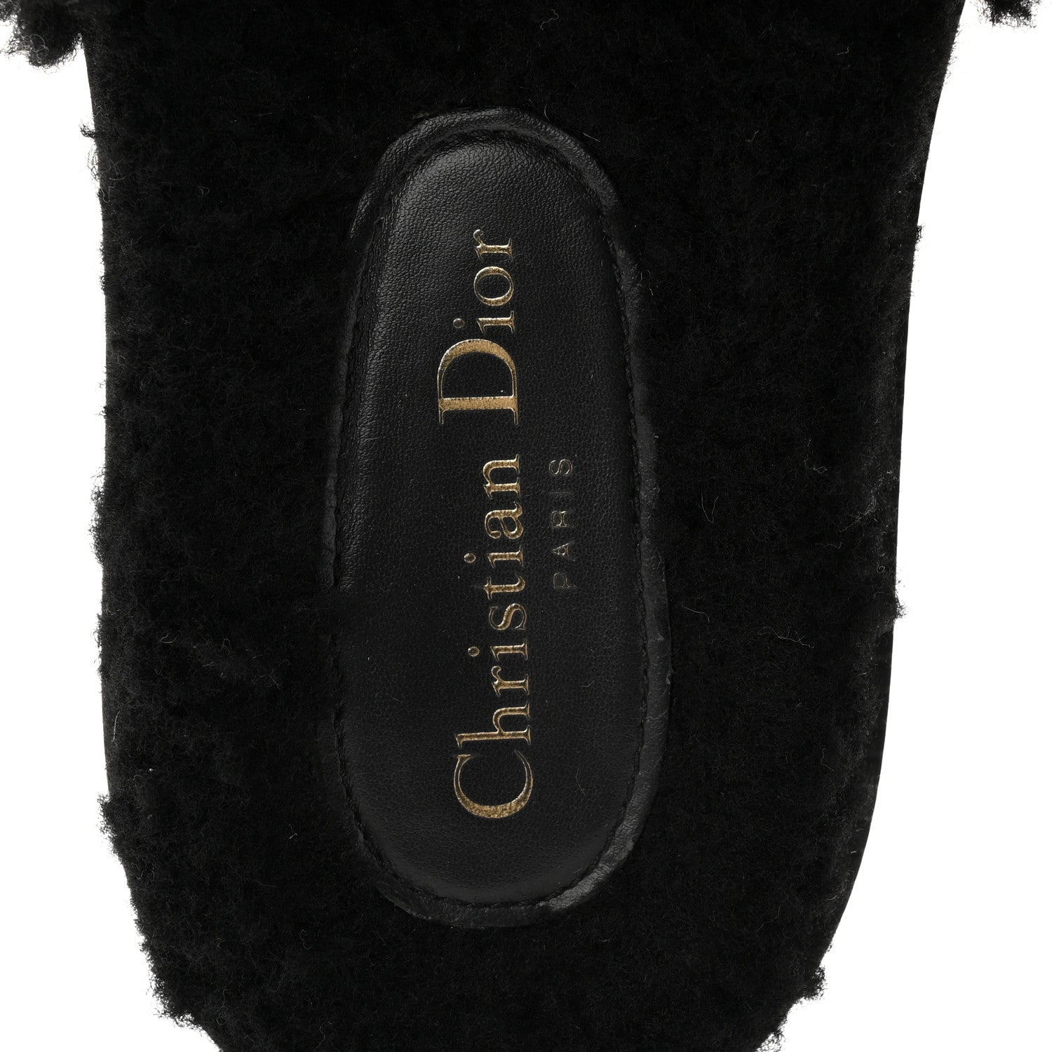 Shearling Canvas Lurex Embroidered Dway 10mm Slide Sandals 36 Black Natural