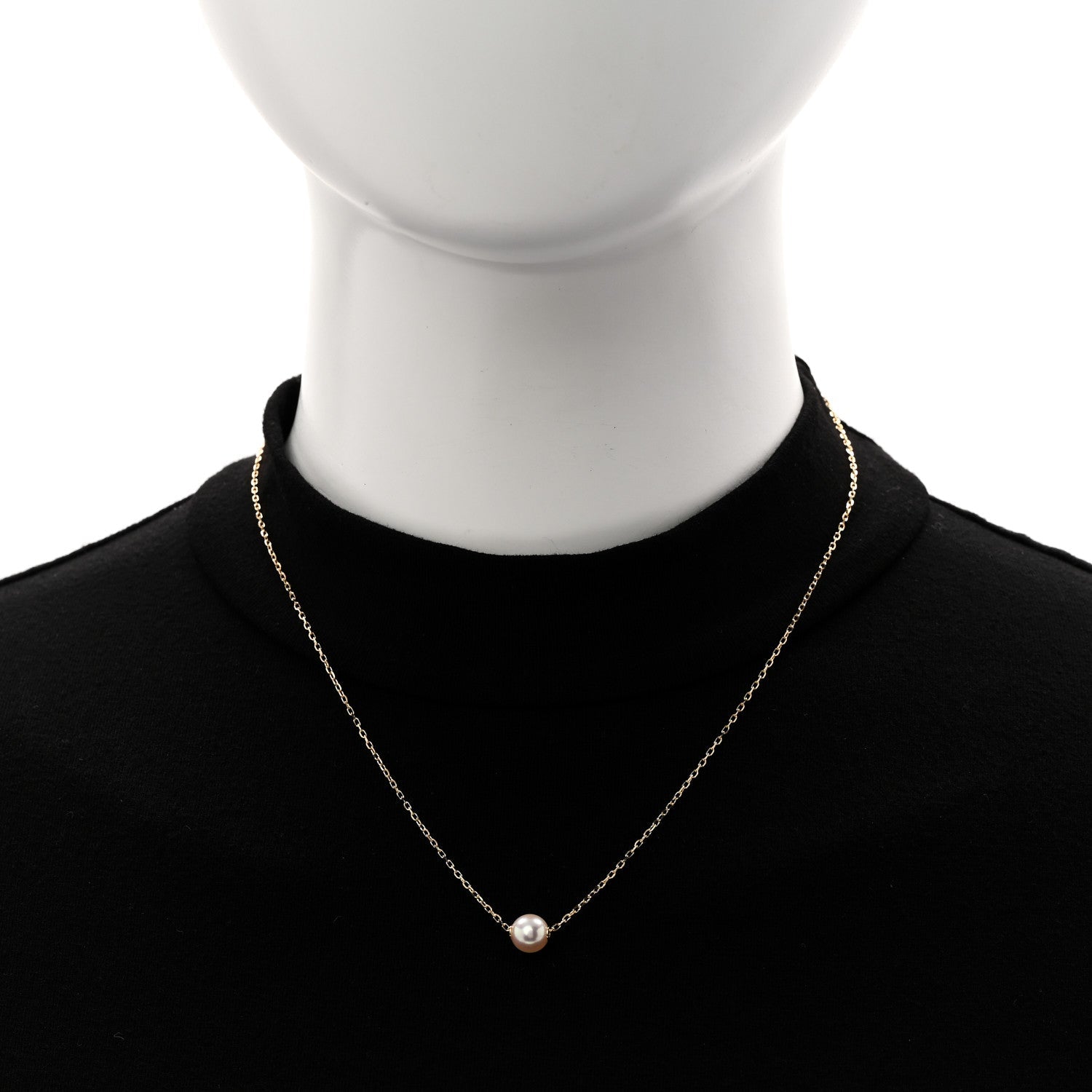 18K Yellow Gold Akoya Cultured Pearl 7-7.5mm Single Pendant Necklace