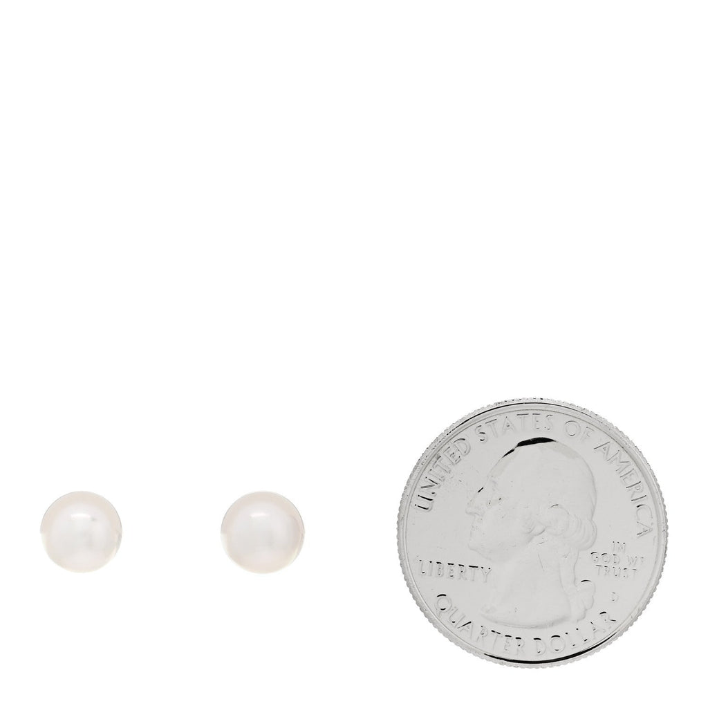 18K White Gold Akoya Cultured Pearl 7-7.5mm Earrings
