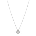 18K White Gold Diamond Vintage Alhambra Pendant Necklace