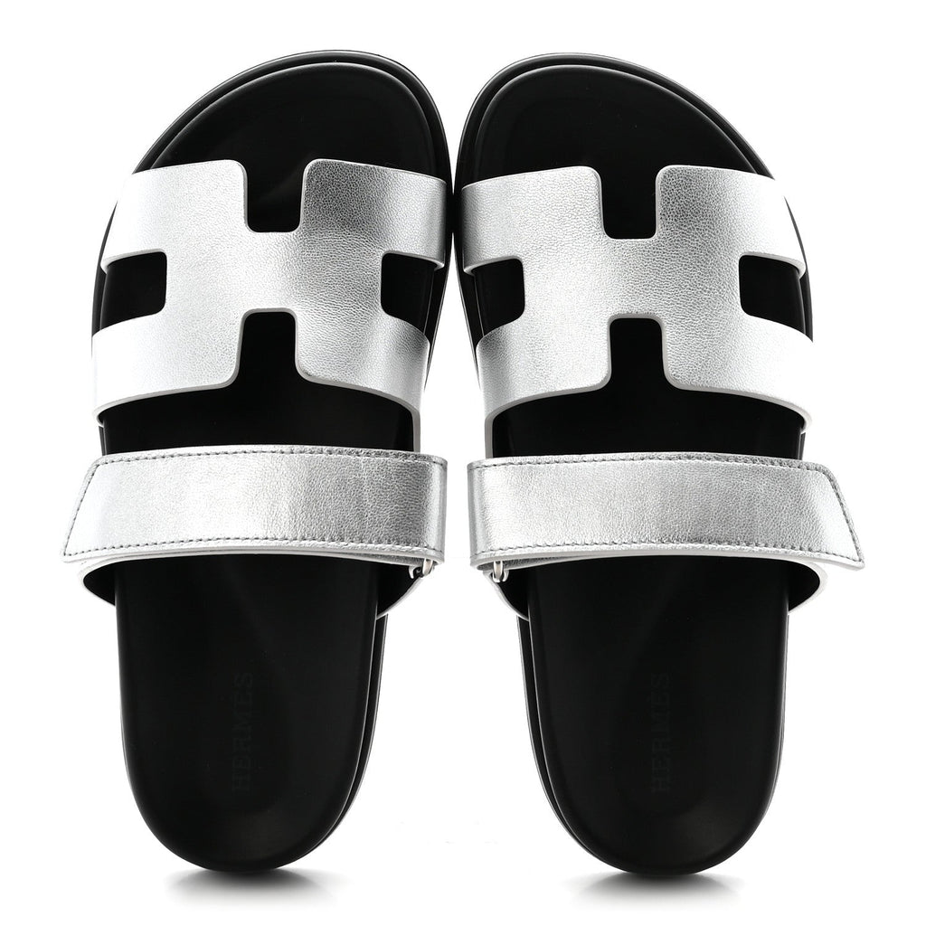 Metallic Goatskin Womens Chypre Sandals 36 Argent