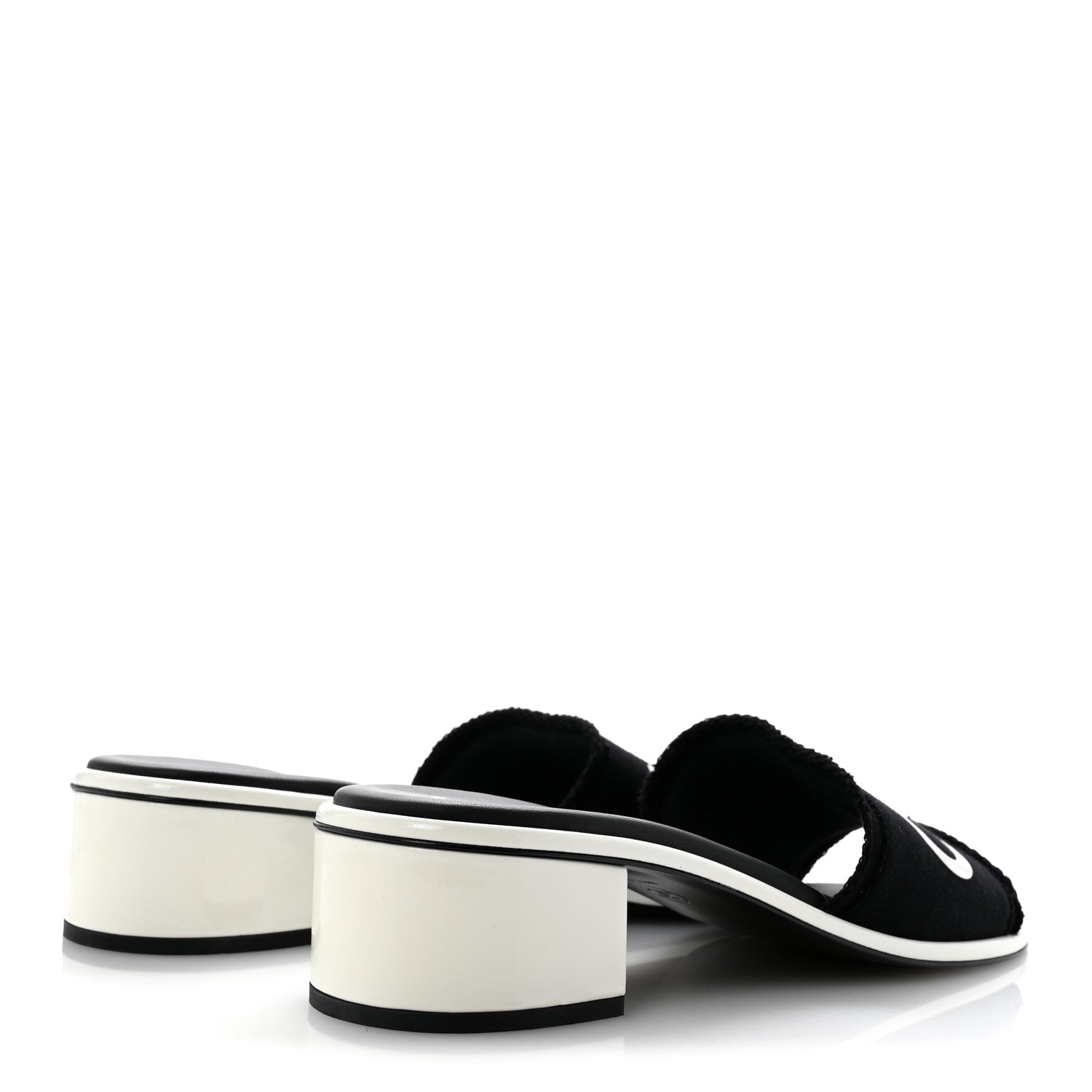 Cotton Logo Mule Sandals 41 Black White