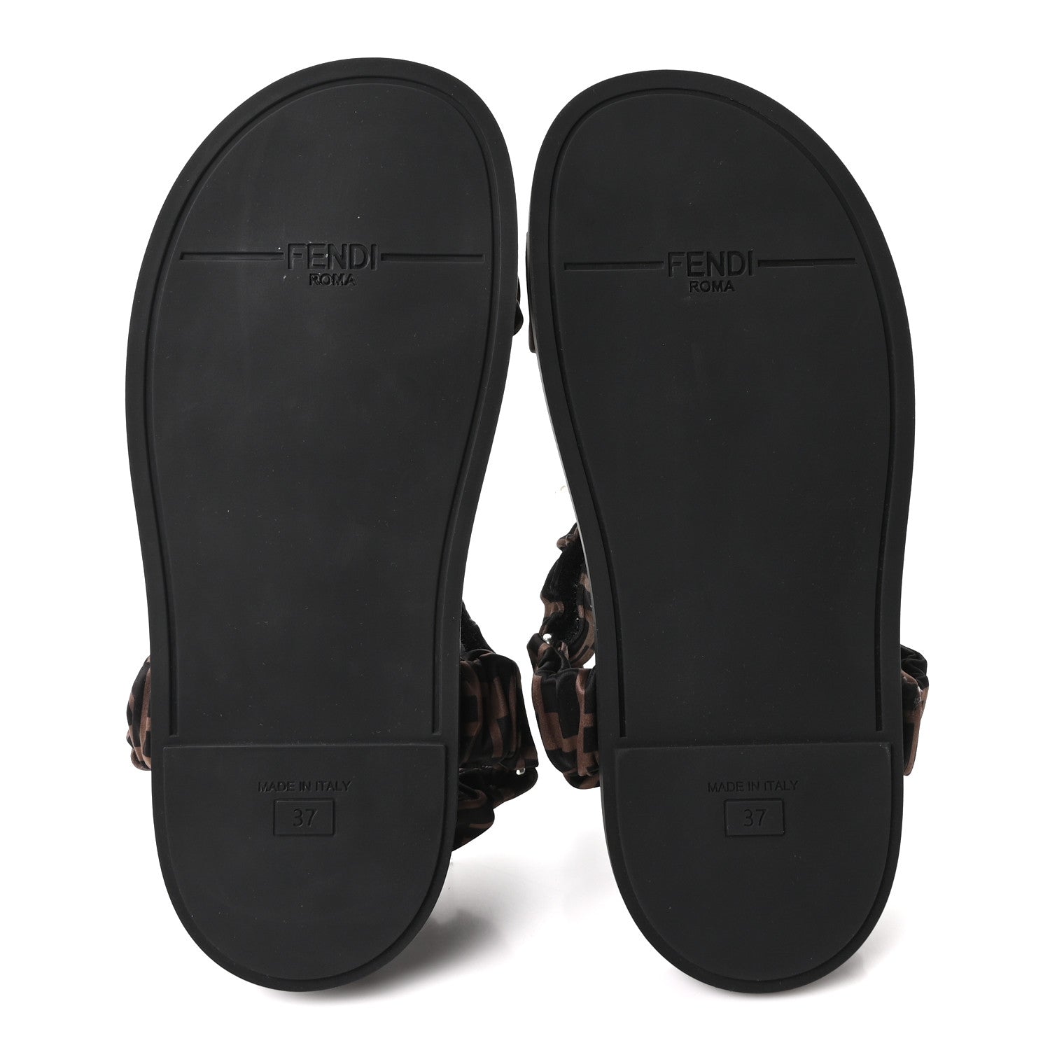 Satin FF Ruched Sandals 37 Tobacco Black