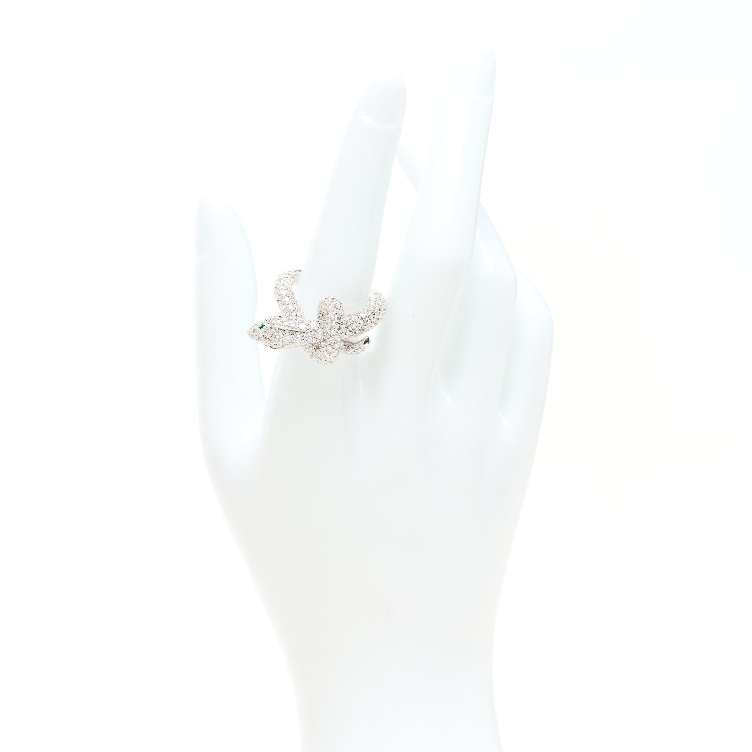 18K White Gold Diamond Kaa Snake Ring 54 6.75