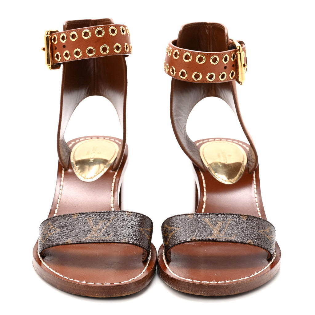 Calfskin Monogram Passenger Sandals 37 Cognac