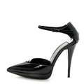 Patent Anja 105 Ankle Strap Pointed Pumps 37 Black
