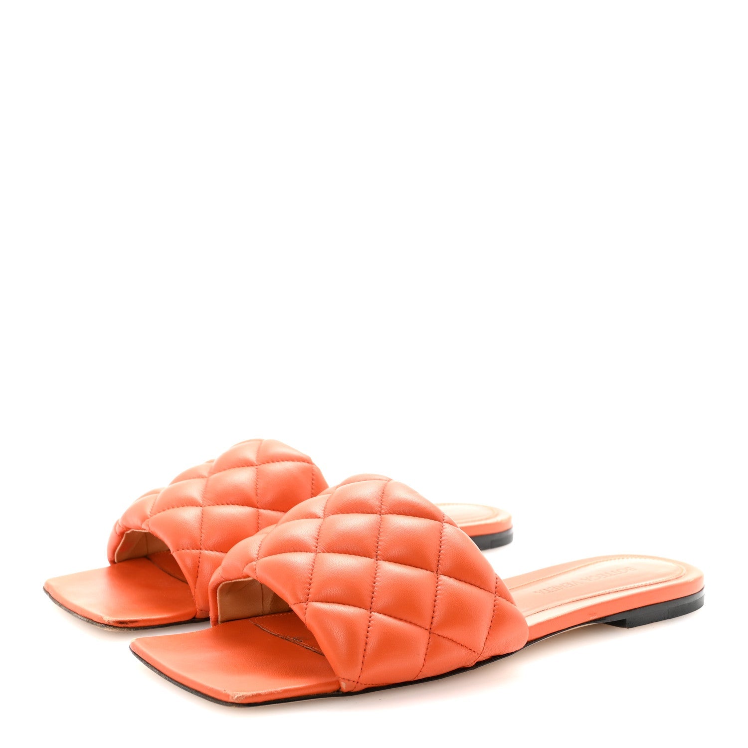 Nappa Matelasse Padded Flat Sandals 38 Orange