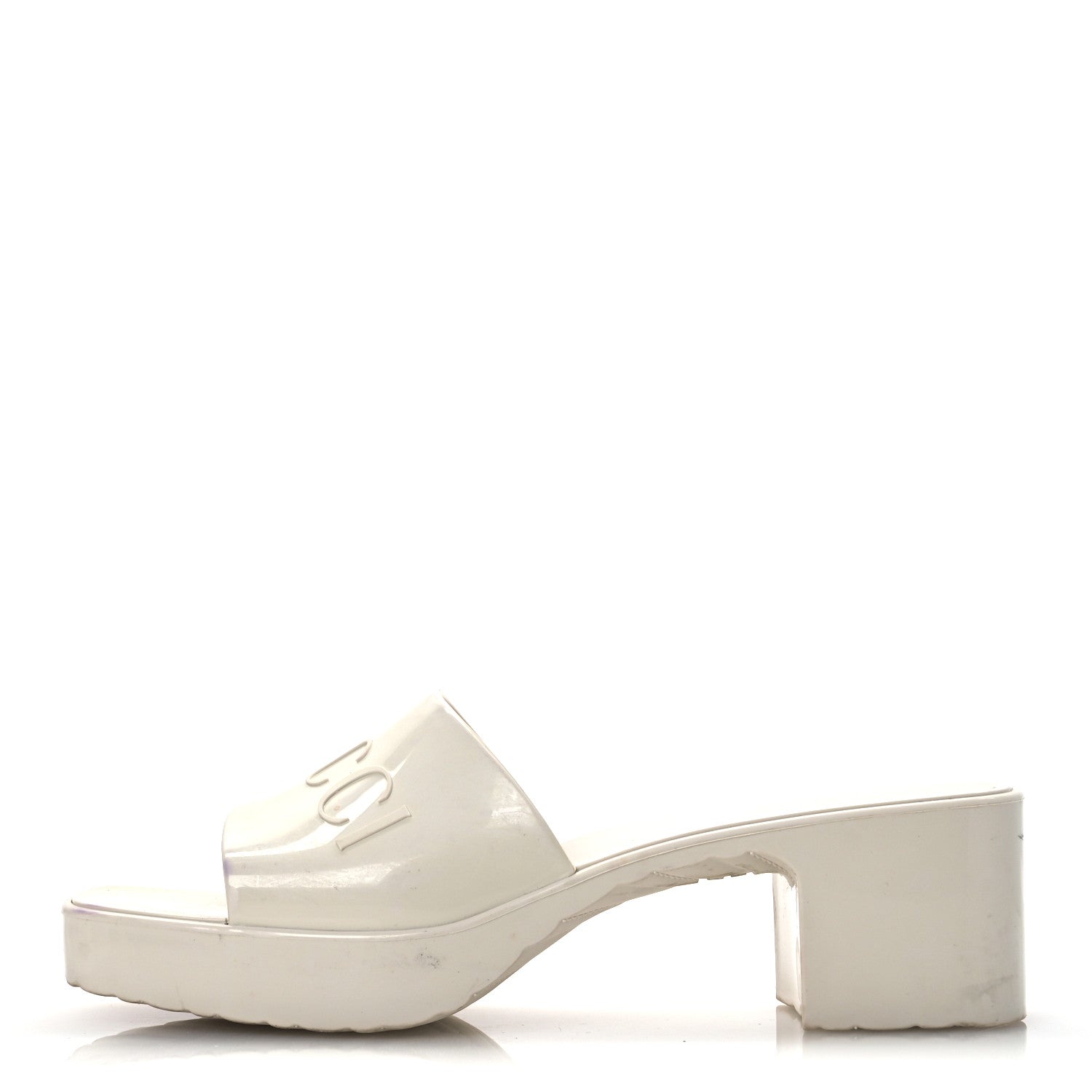 Rubber Gucci Logo Womens Platform 20/60mm Slide Sandals 38 Mystic White