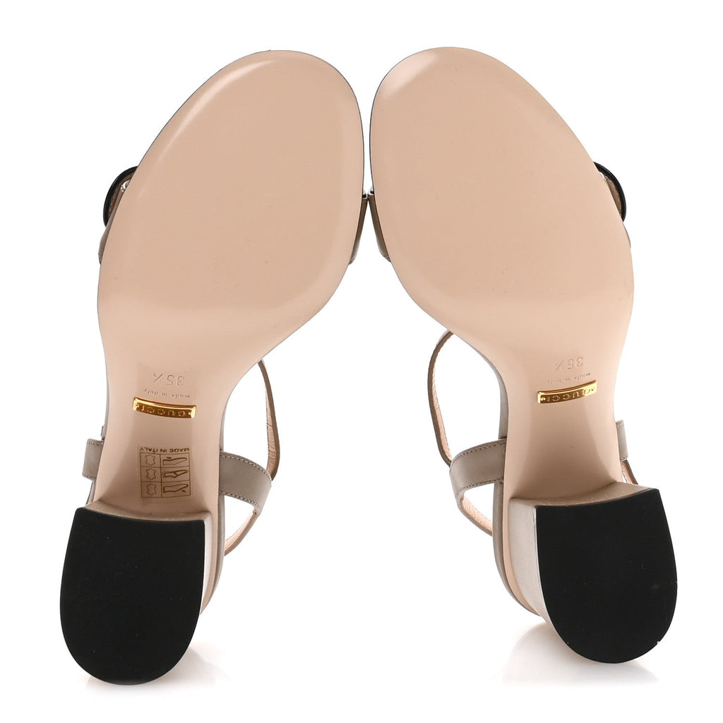 Lifford Calfskin GG Marmont Ankle Wrap 75mm Sandals 35.5 Mud