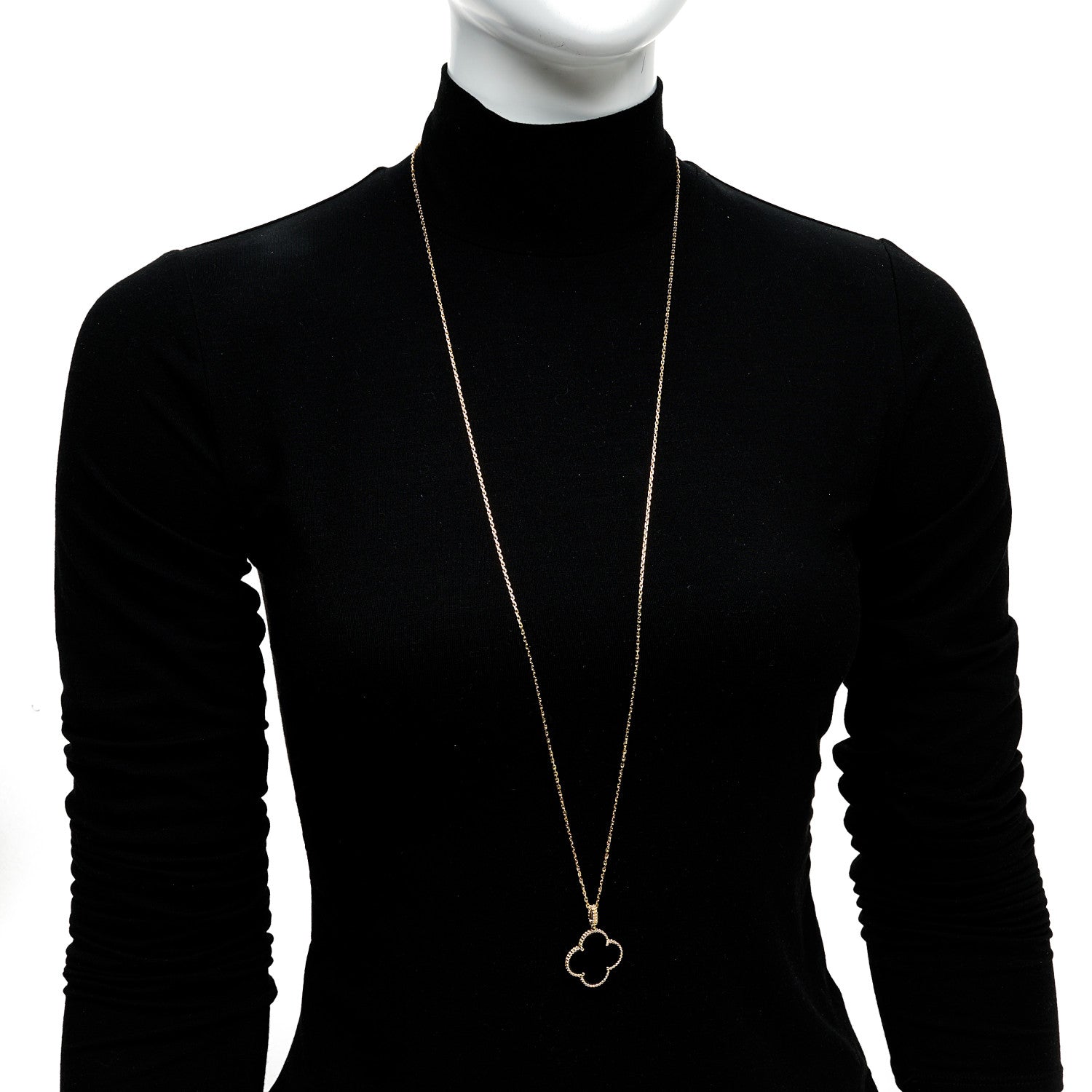 18K Yellow Gold Black Onyx Magic Alhambra Pendant Necklace