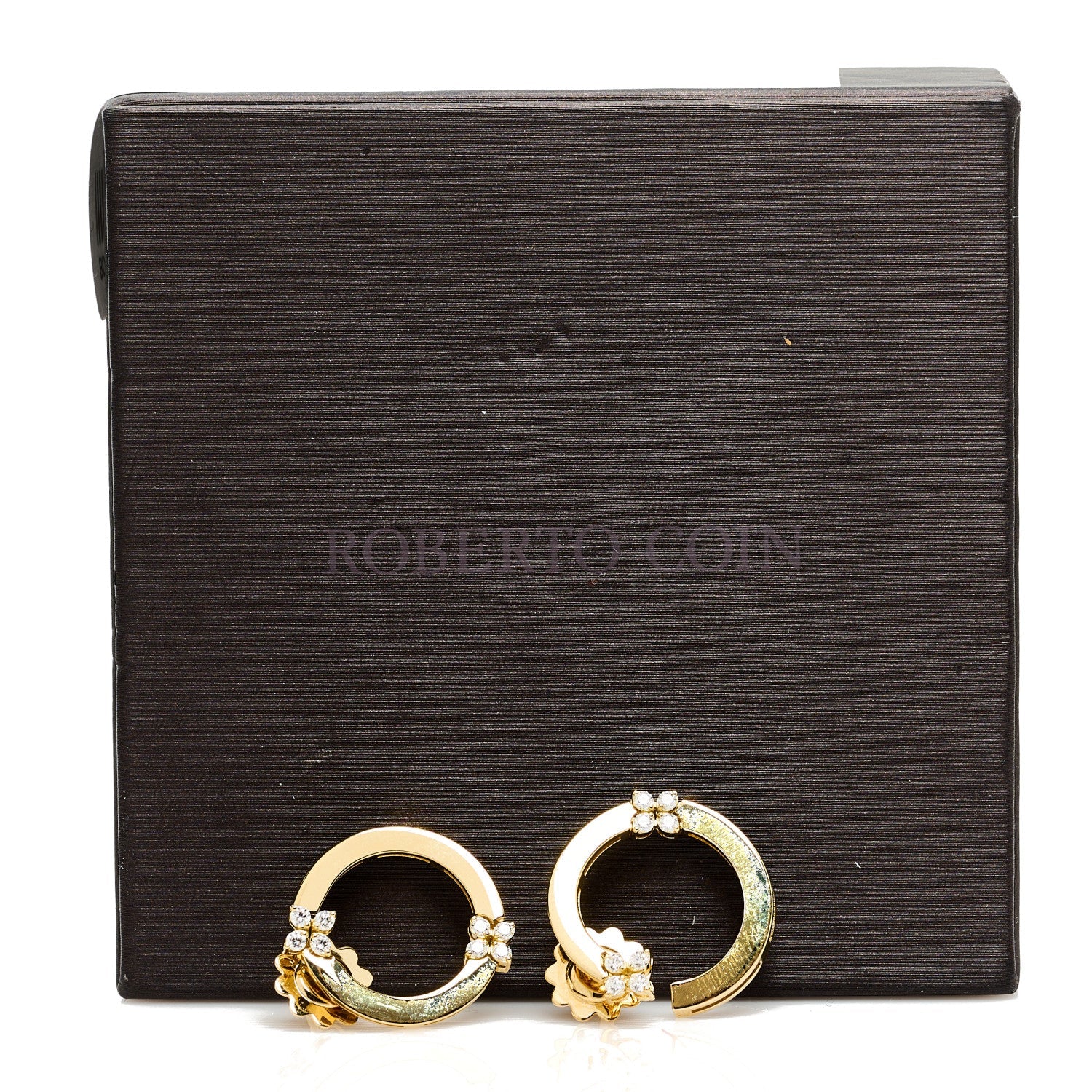 18K Yellow Gold Diamond Double Circle Earrings